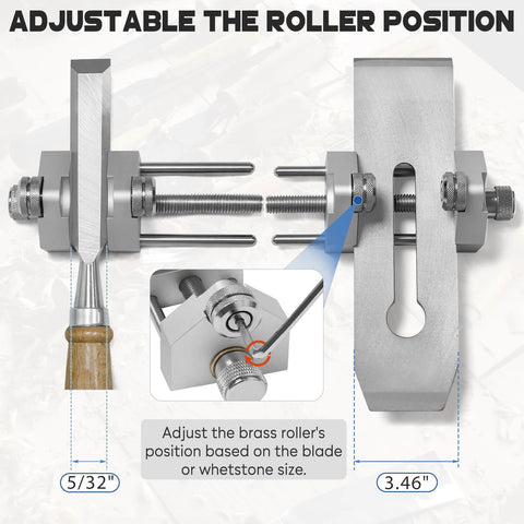 Chisel Sharpening Jig With Lightweight All Metal Honing Guide System, adjustable gauge, aluminum roller stop, 0.156 to 3.46 inches