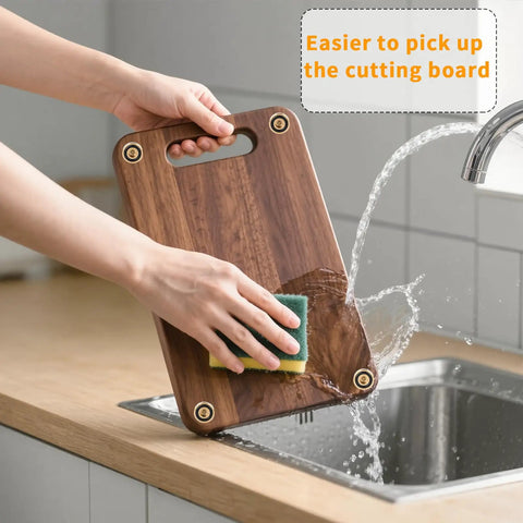 Washing a cutting board with 8 Piece Brass Cutting Board Feet Non Slip With Silicone Pads And Screws Kit for kitchen safety