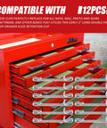 12 Pcs Early 2-Inch Double Loop Drawer Slide Retaining Clips attached to red toolbox drawers