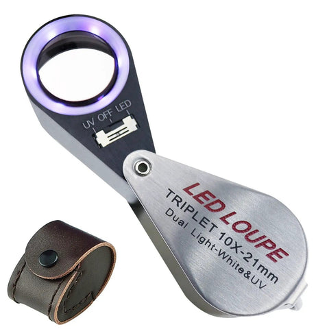 Foldable 10x Pocket Magnifier Loupe With UV And LED Light For Jewelry Rocks Coins Antiques And Stamps Illuminated Magnifying Tool For Watches Gems Hobbies And Eye Clarity Grab And Go