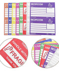 Large 160 Pack Moving Box Labels 6x4 Inch Color Coded Paper Stickers With Writable Notes Areas, Easy Peel And Remove