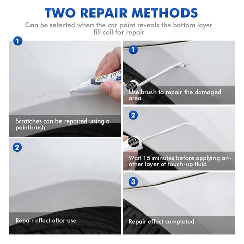 White Frost G1W WA140X Touch Up Paint For GMC Vehicles, DIY Car Scratch Repair Kit application steps and results