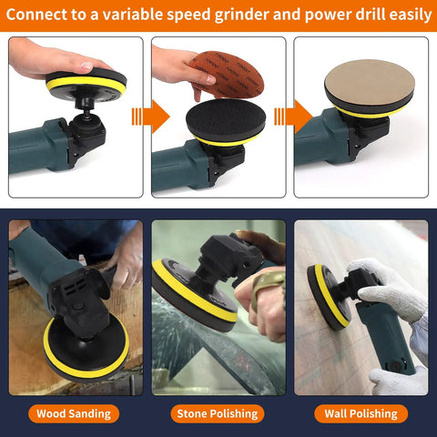 Turn Your Drill Into A Sander With This 45 Pack 5 Inch Wet Dry Sanding Discs Kit With Hook And Loop Backing Pad 5 8 11 Thread Fit
