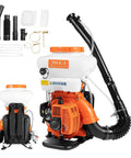 Gas Powered Backpack Fogger Sprayer 42cc Engine, 3.7 Gallon Tank, shown with accessories, high efficiency spraying for agricultural use