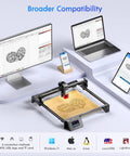 Powerful 5W Laser Engraver With 3.5 Inch Touch Screen, Offline App Control, 400x400mm Working Area shown with devices