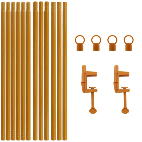 Badass Heavy Duty Over The Table Rod Stand For Balloons And Props With Secure Grip Clamps includes golden rods and clamps.