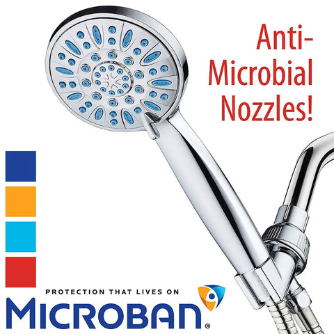 Anti-Clog High-Pressure Hand Shower With 6 Settings And Grime-Guard Nozzles For No Clogs Powerful Spray Quick Clean And A Stronger Shower In Aqua Blue