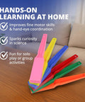 Color-Coded Magnetic Wands Set For STEM Learning displayed on a table, six colorful wands arranged for hands-on experiments.