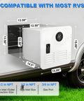 Trail Tough Tankless Camper Water Heater Cranks Out Instant Hot Water With Trusty 12V Propane Ignition dimensions overview image.