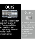 Comparison of our 1-1/4 Inch Radiator Hose Barb Coupler With 1/8 Inch NPT Steam Port versus others highlighting size and material.