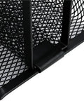 Close-up of Boss Level Metal File Organizer and Letter Holder Desk Tray for Mail and Documents with black mesh design.