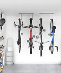 Ceiling Mounted Overhead Bike Rack For Garage Space Saving Storage Hooks That Hold 2 Bikes Horizontally Or 4 Bikes Vertically Adjustable