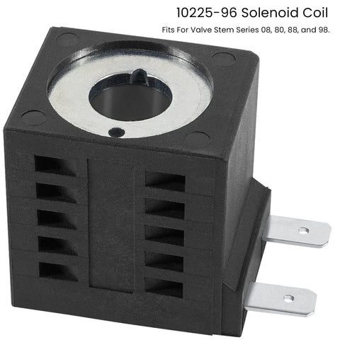 12V DC Solenoid Coil 16W with Dual Spade Connectors for hydraulic power unit, fits Valve Stem Series 08 80 88 98, black casing