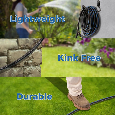 Compact Lightweight Garden Hose 1 Foot By 5 Eighth Inch With Three Quarter Inch GHT Male To Female Fittings Flexible Rubber Kink Free