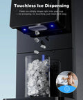 Countertop Nugget Ice Maker With Touchless Dispenser 40 Lbs Daily Output Portable Beverage Chiller serving fresh ice in a cup.