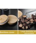 Heavy Glass Coffee Canister 2200Ml Wide Mouth Airtight Food Storage Jar For Tea Sugar Beans And Nuts Gonna Keep Your Morning Brew Fresh Along Your Counter with bamboo cover and large opening.