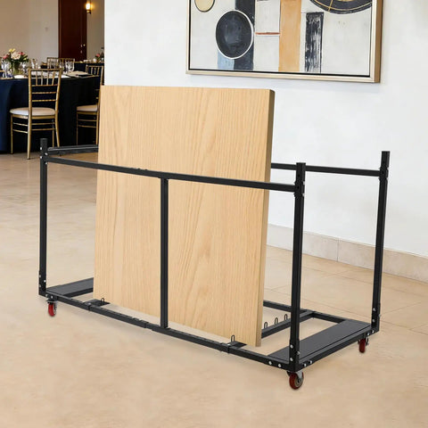 Heavy Duty Folding Table Cart For Easy Transport And Storage Hauls Up To 10 Tables With Locking Casters, side view