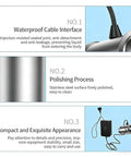 Heavy Duty Portable Ultrasonic Cleaner With 40Khz Transducer And Rustproof Stainless Probe detailed parts highlighting waterproof cable and polished stainless appearance.