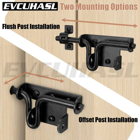 Bi Directional Slide Bolt Gate Latch With Padlock Hole Heavy Duty Sliding Door Lock Hardware For Wooden Fence installed on post