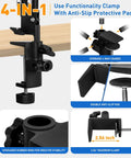Close up of 4-way metal clip on workbench light with anti-slip pad for 12X Ultra Long 3-Section Swing Arm Lighted Magnifying Glass With Stand