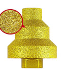 Front view of gold diamond brazed step drill bit for concrete, tile and marble; multi-step 20/35/50mm, Amazon.