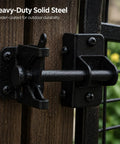 Heavy Duty Self Locking Gate Latch With Gravity Lock For Wooden Fences, auto lever action black steel latch on wood gate