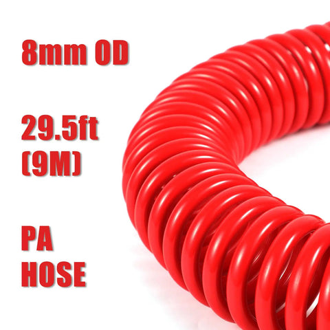 Red coiled 9m PA hose for Pro Grade Heavy Duty Truck Air Blower Duster Cleaning Kit with 8mm OD
