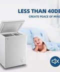Real Deal 3.5 Cu Ft Compact Chest Freezer With Removable Storage Basket And Smooth Thermostat Dial For Low Noise Dorm Room Or Garage Cold Storage Efficiency.
