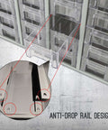 Close-up of Heavy Duty 24 Drawer Metal Parts Cabinet With Clear PS Drawers Bolt And Nut Organizer featuring anti-drop rail design