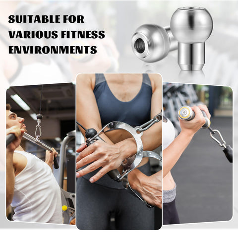 20 Piece Single Shank Ball Set Stainless Steel Swage Fittings For Cable And Wire Rope In Gym Setup in use with equipment