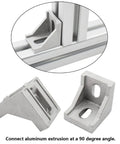 10 Pack Aluminum Profile Corner Bracket 40x35x40mm for 4040 Series 8mm Slot in L shape shown installed and standalone