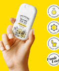 Hand holding Before You Go Pocket Toilet Spray 3 Pack Spring Variety With Essential Oils, TSA approved, 1 fl oz bottle, fresh scent.
