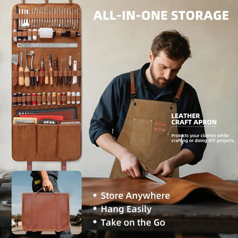 All In One Leatherworking Tool Kit With Cutting Mats Apron Stamping Engraving Punching Sewing And Sanding Tools for leather projects