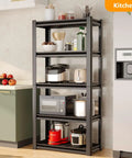 Beefy Heavy Duty Five Tier Steel Storage Shelving Unit With 600 Lb Per Shelf Capacity, Built For Garage And Warehouse Use, 72 Inch High, 35 Inch Wide, 16 Inch Deep, Industrial Metal Shelves Built To Last in kitchen