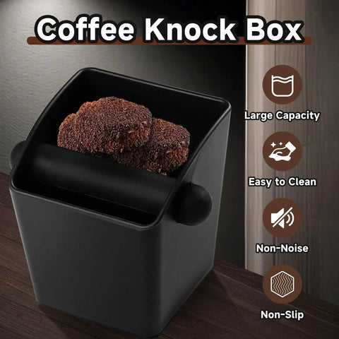 Espresso Knock Box With Large Capacity For Fast Grounds Disposal, Durable Shock Absorbing Puck Bin, Removable Bar