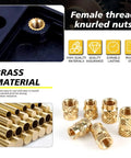 Brass Heat Set Threaded Inserts Kit For Plastic And 3D Printing, 350 Pcs M2 To M6 Female Knurled Nuts With Metric Threads