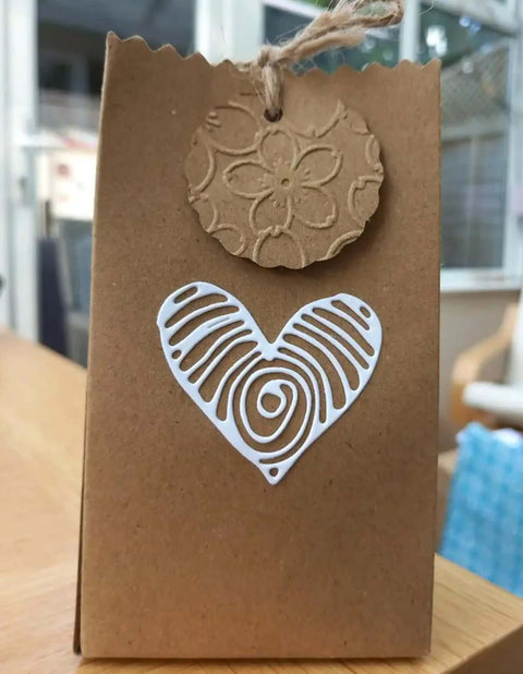 Heart Frame Metal Die Cuts Set Of 4 for Scrapbooking and Card Making DIY embossed heart on brown paper bag