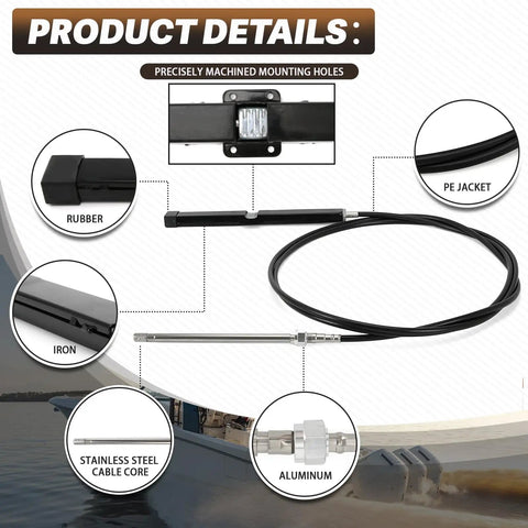 18 Foot Heavy Duty Mechanical Rack And Pinion Steering Cable For Back Mount Rack Systems with material details