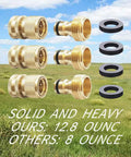Solid Brass Garden Hose Quick Connect Set Heavy Duty Three Quarter Inch GHT Quick Connectors For Fast Hassle Free Water Flow 3 Pack
