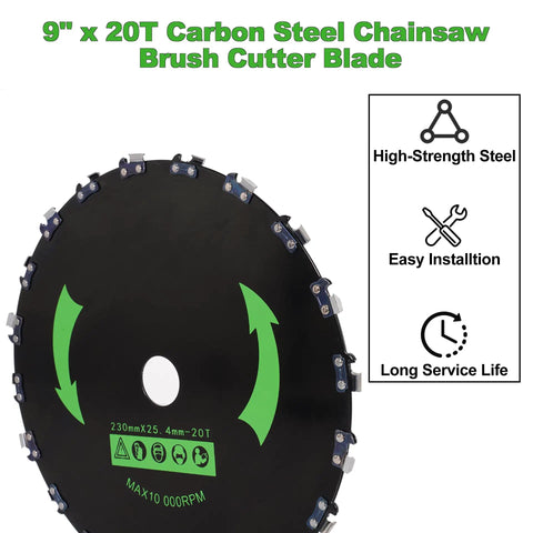 9 Inch 20 Tooth Chainsaw Brush Cutter Blade With Adapter Kit For STIHL Trimmers And Weed Eater in packaging