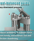 Heavy Duty Corner Rounder Press Built Like A Tank With Dual R6 And R10 Radius Dies For Laminates Plastics And Business Cards Solid Steel Frame showing dual-balanced guide for effective chamfering.