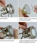 Installation steps for Three Light Ceiling Track Lighting Fixture with GU10 heads in brushed nickel, showing bulb fitting process.