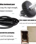 Components of 1080W Magnetic Drill Press including alloy gear, copper power cord, and honeycomb packaging.
