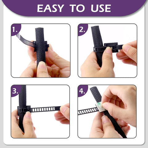Expandable Braided Cable Sleeve And Heat Shrink Tube Kit With Self Adhesive Nylon Cable Ties And Reusable Fastening Ties shown in use
