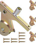 Pack Of Four Steel Sliding Screen Door Rollers Replacement Kit For Patio And Garage Doors Quick Swap Gliding Wheels close-up with screws.
