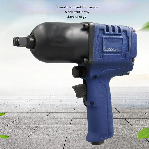 Precision Crafted Heavy Duty Pneumatic Impact Wrench, 1/2 Inch High Torque Air Tool in blue for auto repair, showcasing durable design.
