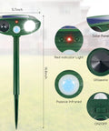 Two Pack Solar Ultrasonic Deer Deterrent With Motion Sensor And Bright LED Strobe For Outdoor Garden Yard Keeps Pests At Bay From Rabbits Raccoons Squirrels Skunks Foxes And Cats Waterproof Weatherproof, 14.8-inch stake