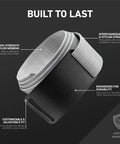 Close-up of Heavy Duty Tactical Nylon Belt With Aluminum Buckle For Men And Women Adjustable Everyday Carry Belt For Work Golf EDC Hiking And Casual Wear Made In The USA Medium 32 To 34 Titanium showing high-strength nylon webbing and aluminum buckle.