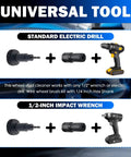 Universal tool compatibility for Professional Wheel Hub Cleaning Tool Kit featuring steel wire brush cups and pen brushes.