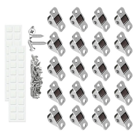 20Lots Furniture Casters, Bottom Mounted for Secure Installation, 20 small casters, screws, adhesive pads displayed on white background.